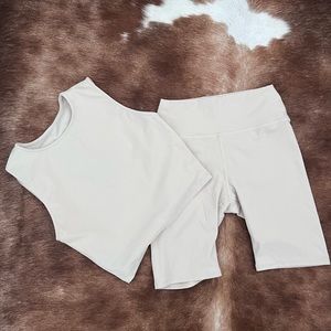 Joah Brown sueded Yuma second skin tank and biker shorts set EUC